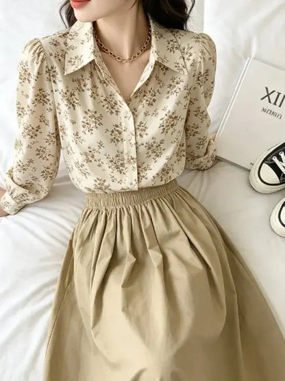 High-Waisted Pleated Long Casual Elegant Skirt