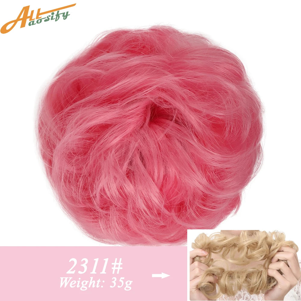 Natural Curly Messy Bun Hair Wigs