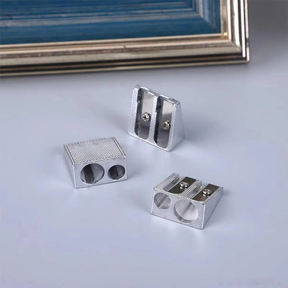 1/10/20Pcs Silver Aluminum Alloy Pencil Sharpener 2-Hole