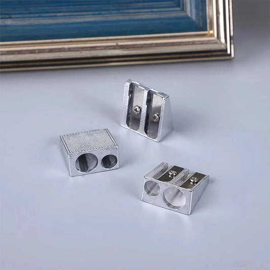 1/10/20Pcs Silver Aluminum Alloy Pencil Sharpener 2-Hole