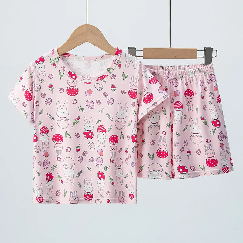 Cute Short sleeved Shorts Casual Set