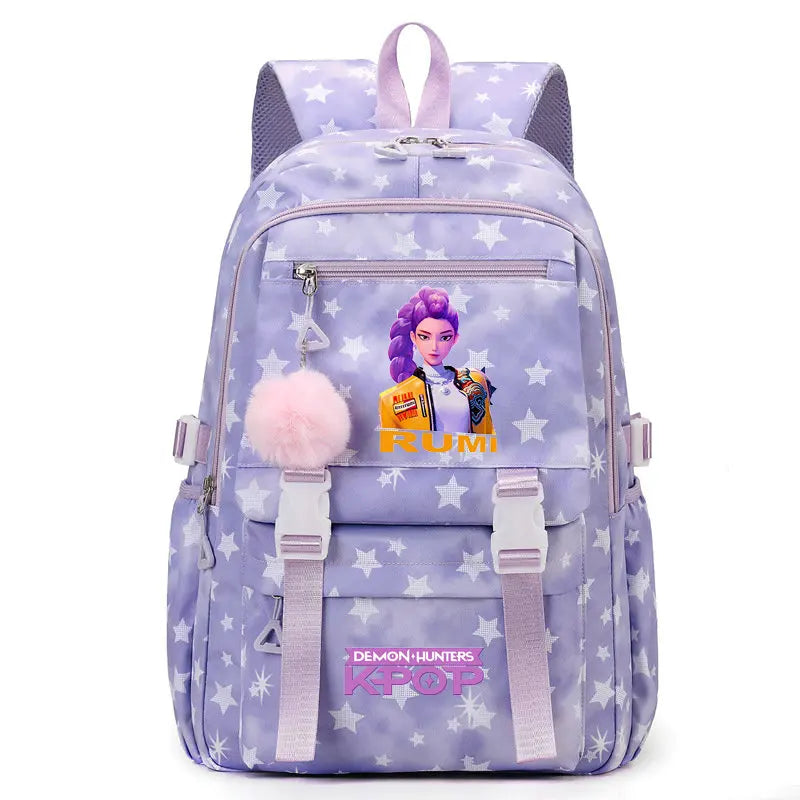 KPop Demon Hunters Print Student Backpack Large Capacity Schoolbag