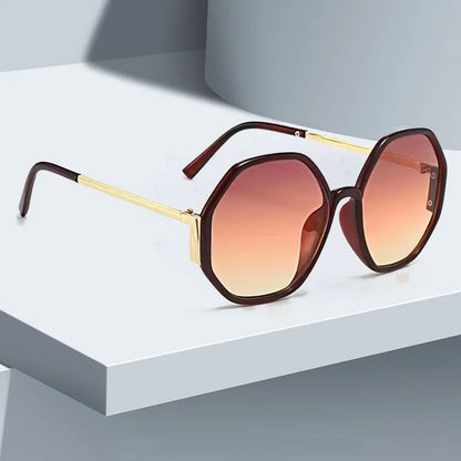 Geometric Multi-color Semi-circular Frame Semi Transparent Sunglasses