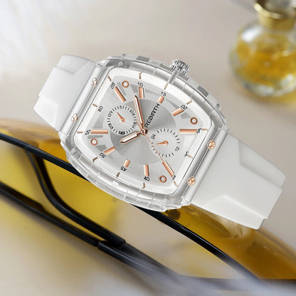 Affordable Macaron-Colored Barrel-Shaped with Silicone Strap Watch
