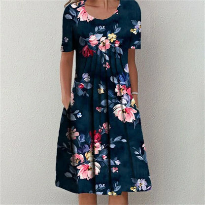 Elegant Casual Temperament Short Sleeves Loose Dress