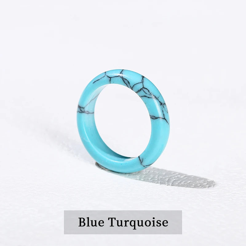 1 Pc Natural Stone Jade Crystal Agate Obsidian Fengshui Lucky Rings