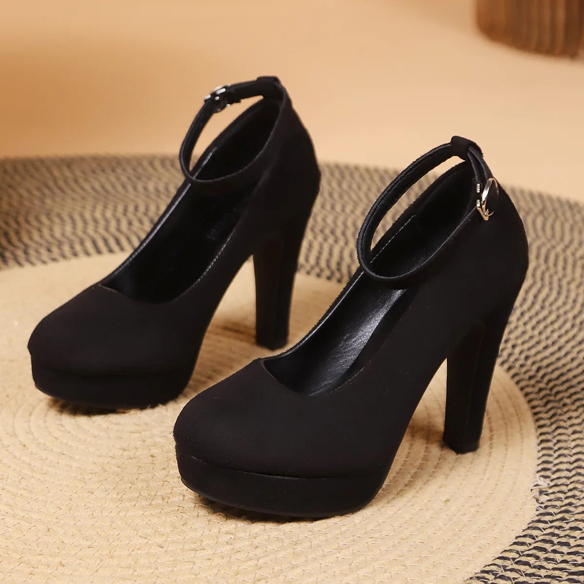 Sexy Super High Heels Ankle Buckle Chunky Shoes