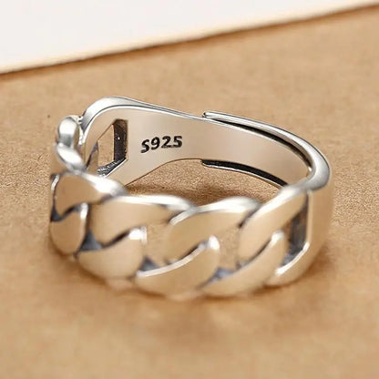 Sam Panda 925 Sterling Silver Simple Vintage Big Ball Ring