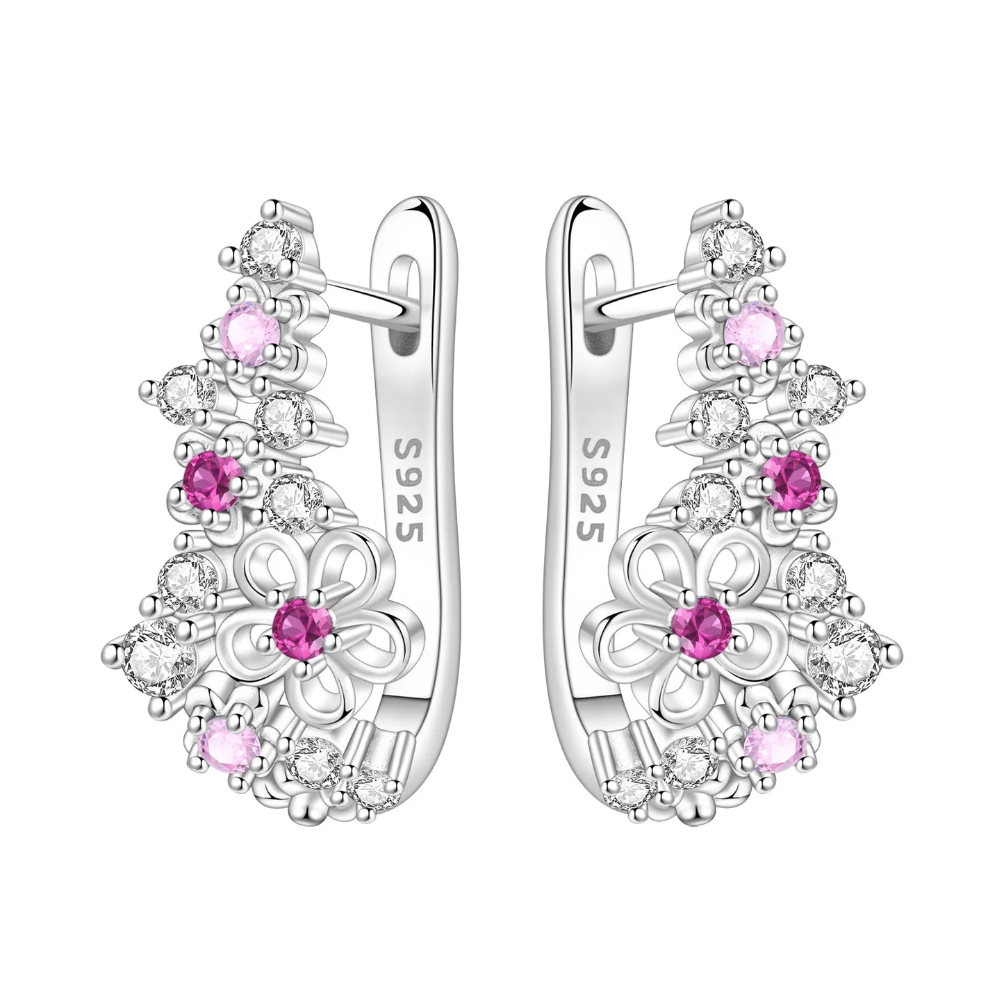 Orstarry Original 925 Sterling Silver Blue Iris Flower Earrings