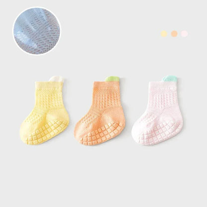 3pairs/lot 6 Colored Of Net Eye Non-slip Cotton Socks