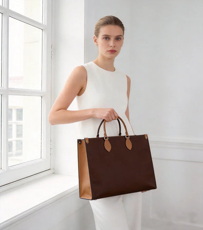 Premium PU Leather Top Handle Tote Luxe Bag