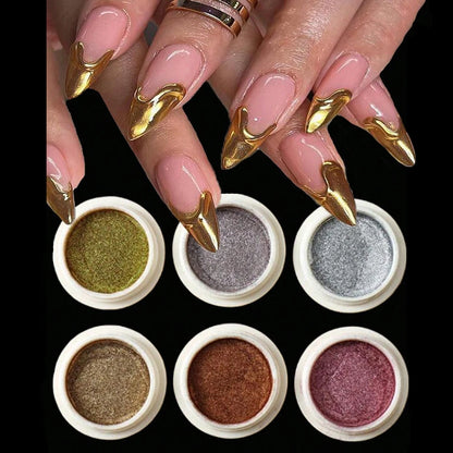 6Colors/Set Metallic Mirror Chrome Nail Powder Holographic Chameleon Glitters