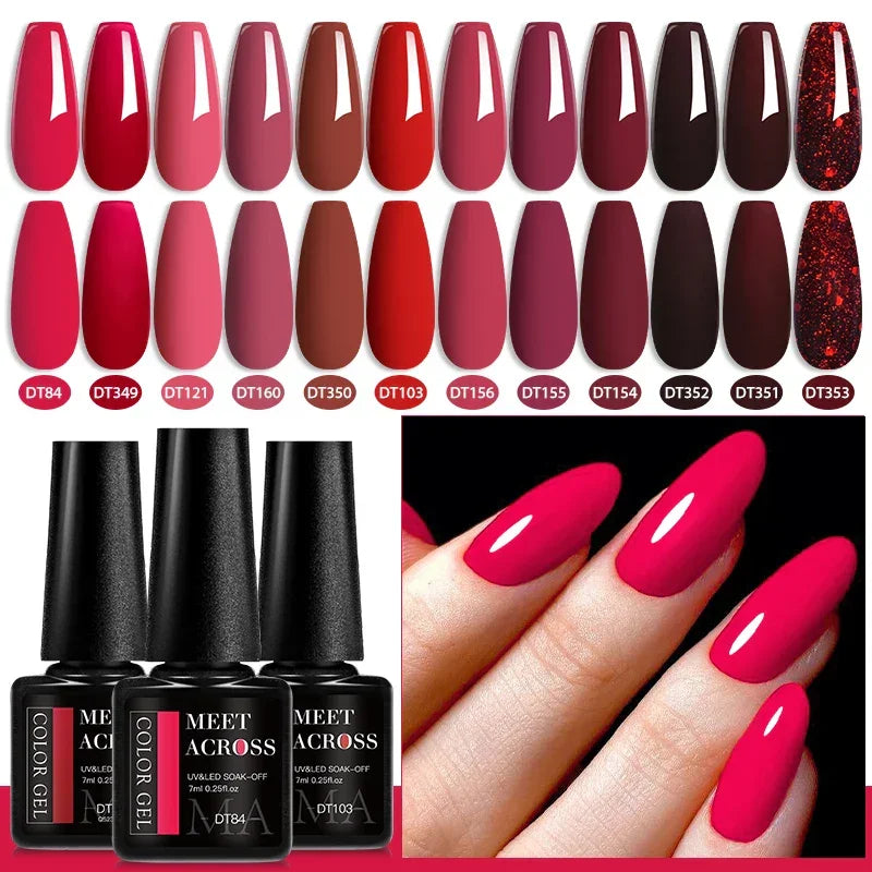 7ml Red Series Gel Nail Polish Glitter