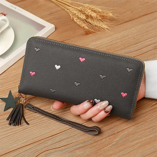 Long Luxury Love Heart Card Holder Wallet