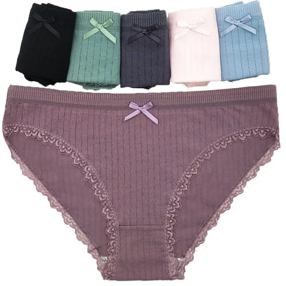Underwear Hipster Cotton Briefs Low Waist Solid Sexy Lingerie 6 Pcs/set