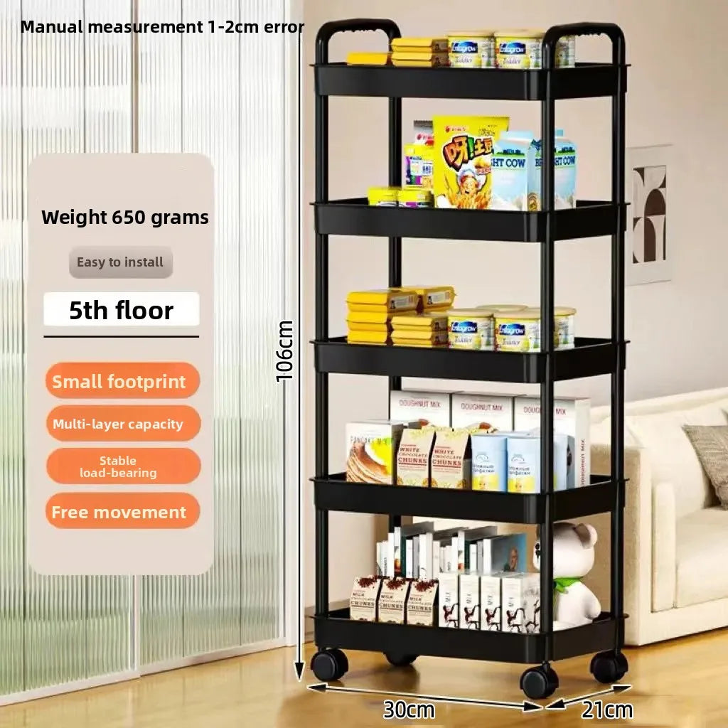 5-layer Kitchen Storage Shelf mobile Trolley floor Standing