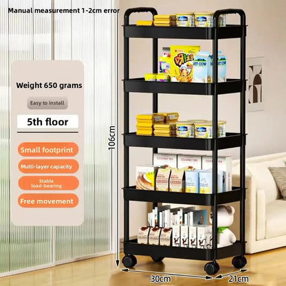 5-layer Kitchen Storage Shelf mobile Trolley floor Standing
