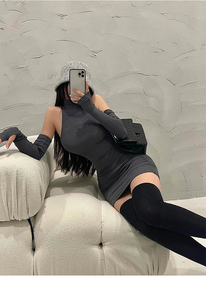 High Neck Tight Dress