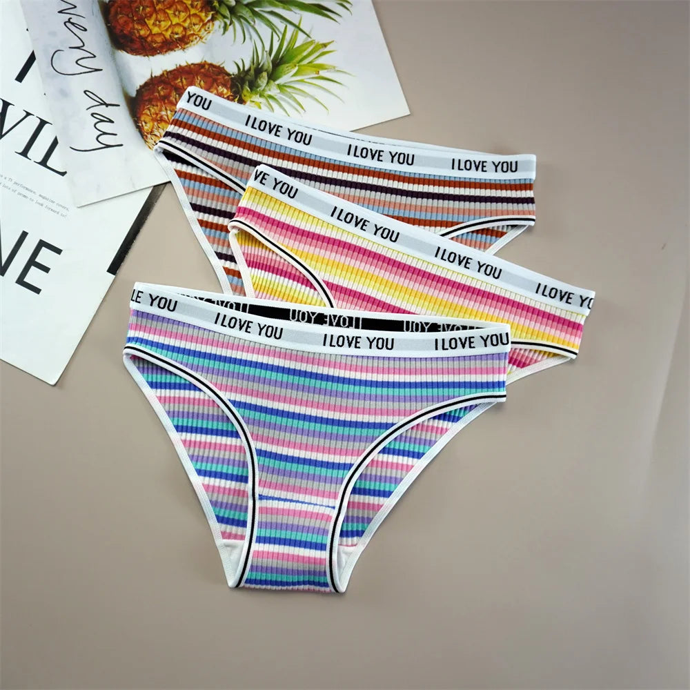 3PCS/Set Letter Printed Cotton Underwear Breathable Comfort Sexy Lingerie