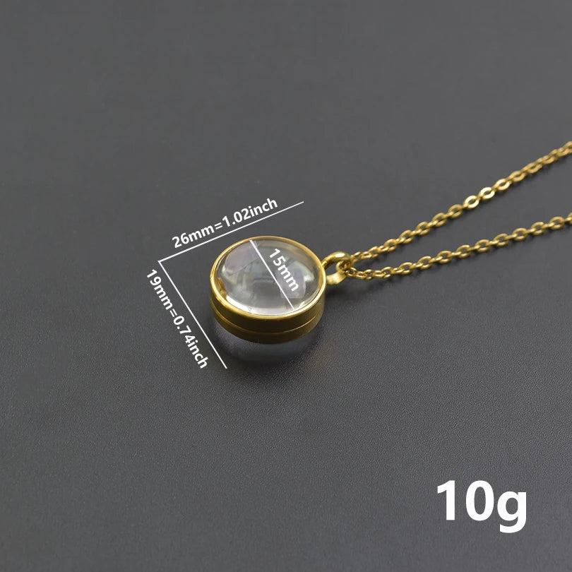 1Pc 10-45mm Round Memory Coin Bezel Locket Pendant Necklaces