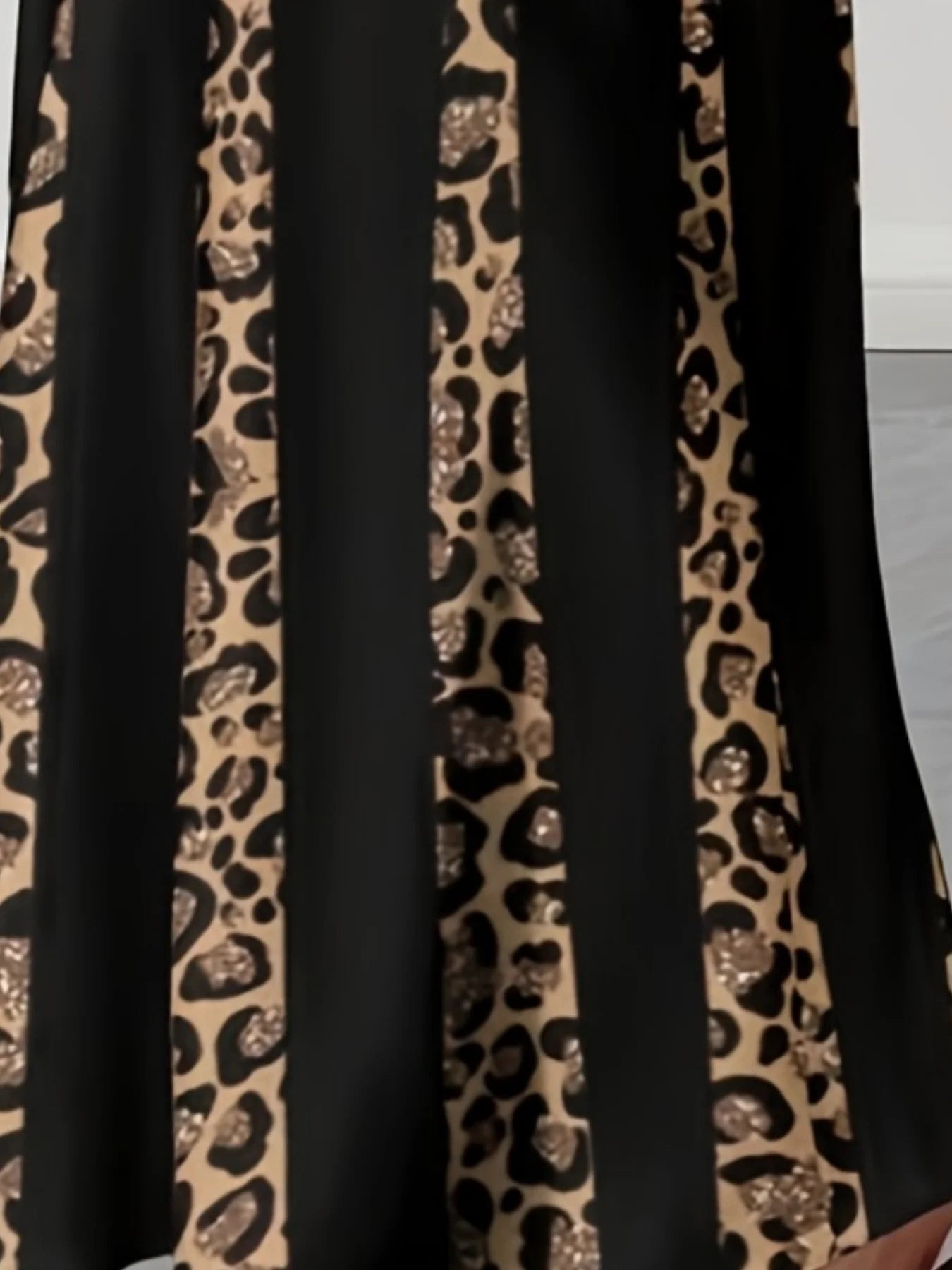 Elegant Leopard Maxi Long Sleeve Gown Dress