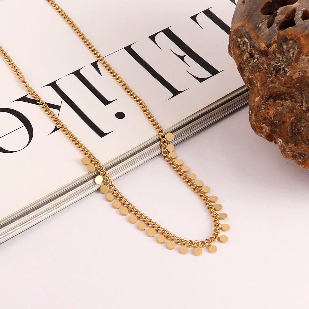 316L Stainless Steel Round Tassel Pendant Necklace