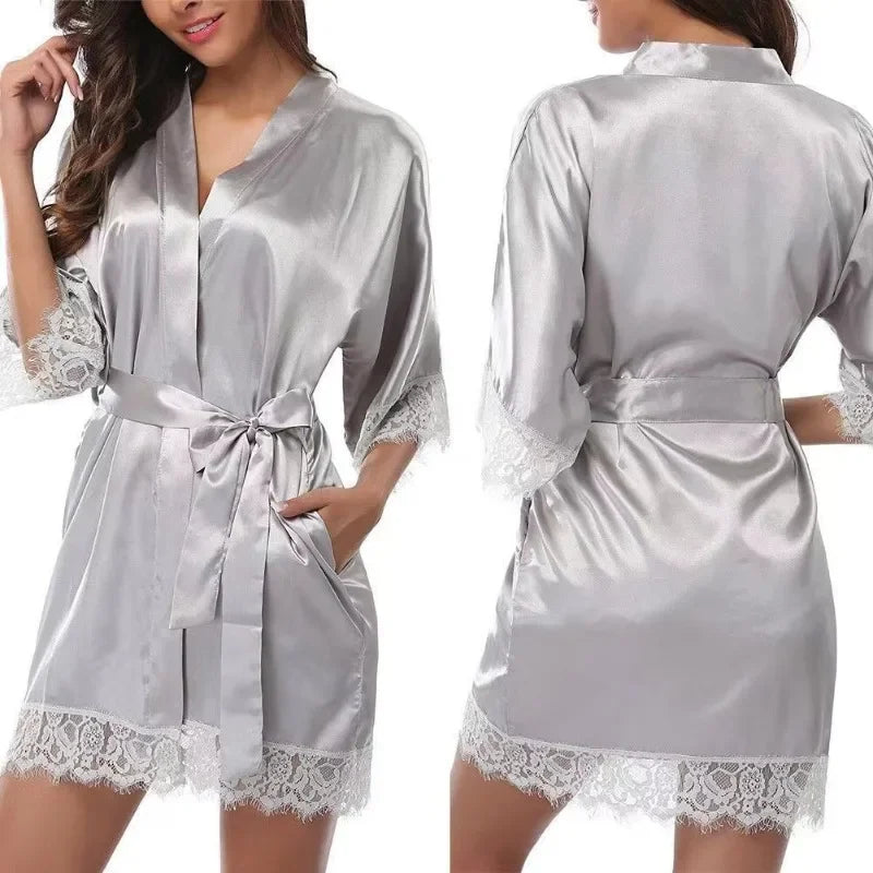 Fabric Sleepwear Belt Bride Robe