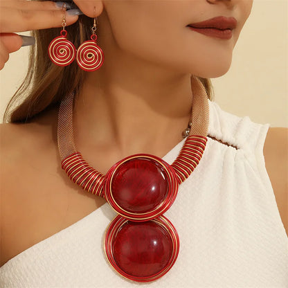 African Colorful Geometry Necklace Jewelry Set