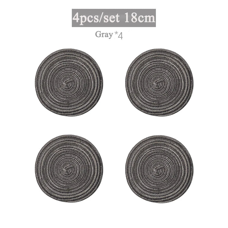 4/6pcs Round Table Mat Woven Bowl Pads