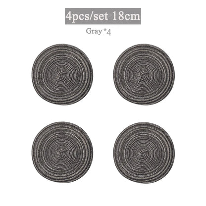 4/6pcs Round Table Mat Woven Bowl Pads