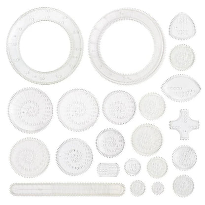 Drawing Toys Storage Interlocking Gears Wheels Painting Drawing Ruler Paper Pens Set