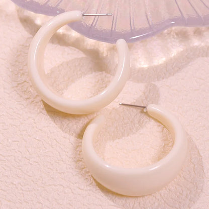 Macaroon Color C Shape Resin Acrylic Geometric Clip Earring Circle Ear Hoop Earrings