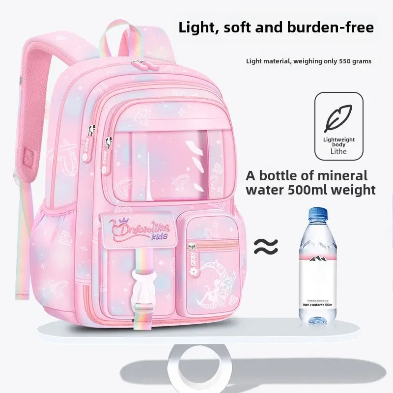 Pink Princess Schoolbag Students Large Capacity