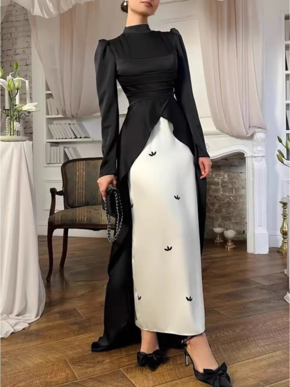 Muslim Satin Caftan Long Dress Abayas