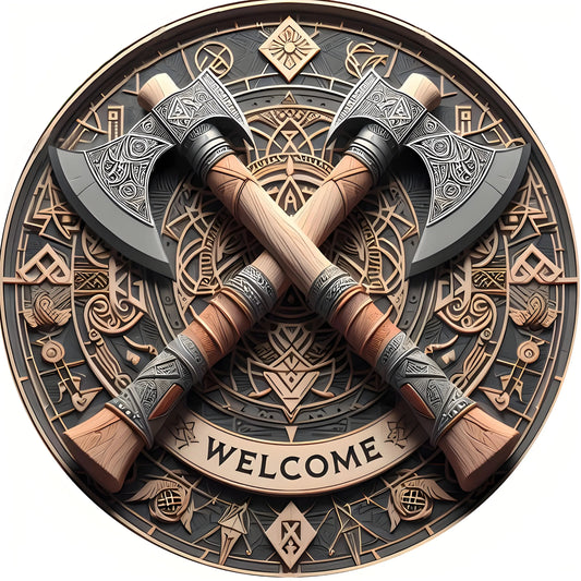 Viking Axes Welcome Sign Decor for Home