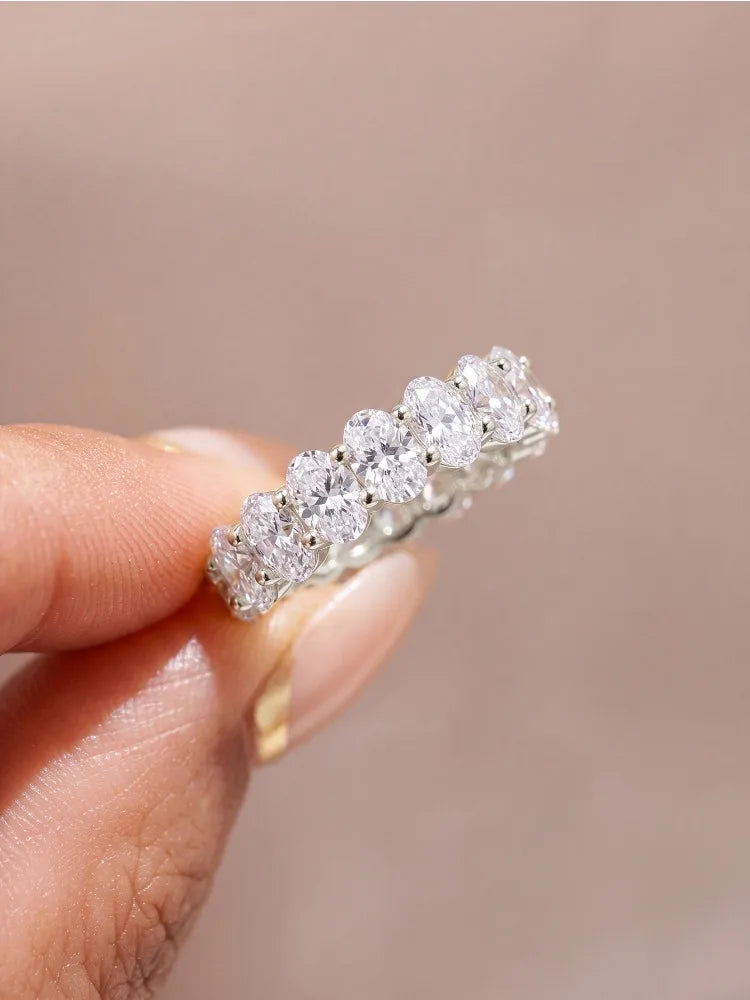 925 Sterling Silver Simplicity Classic Gorgeous Zircon Oval Ring