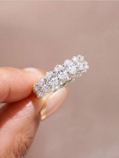 925 Sterling Silver Simplicity Classic Gorgeous Zircon Oval Ring