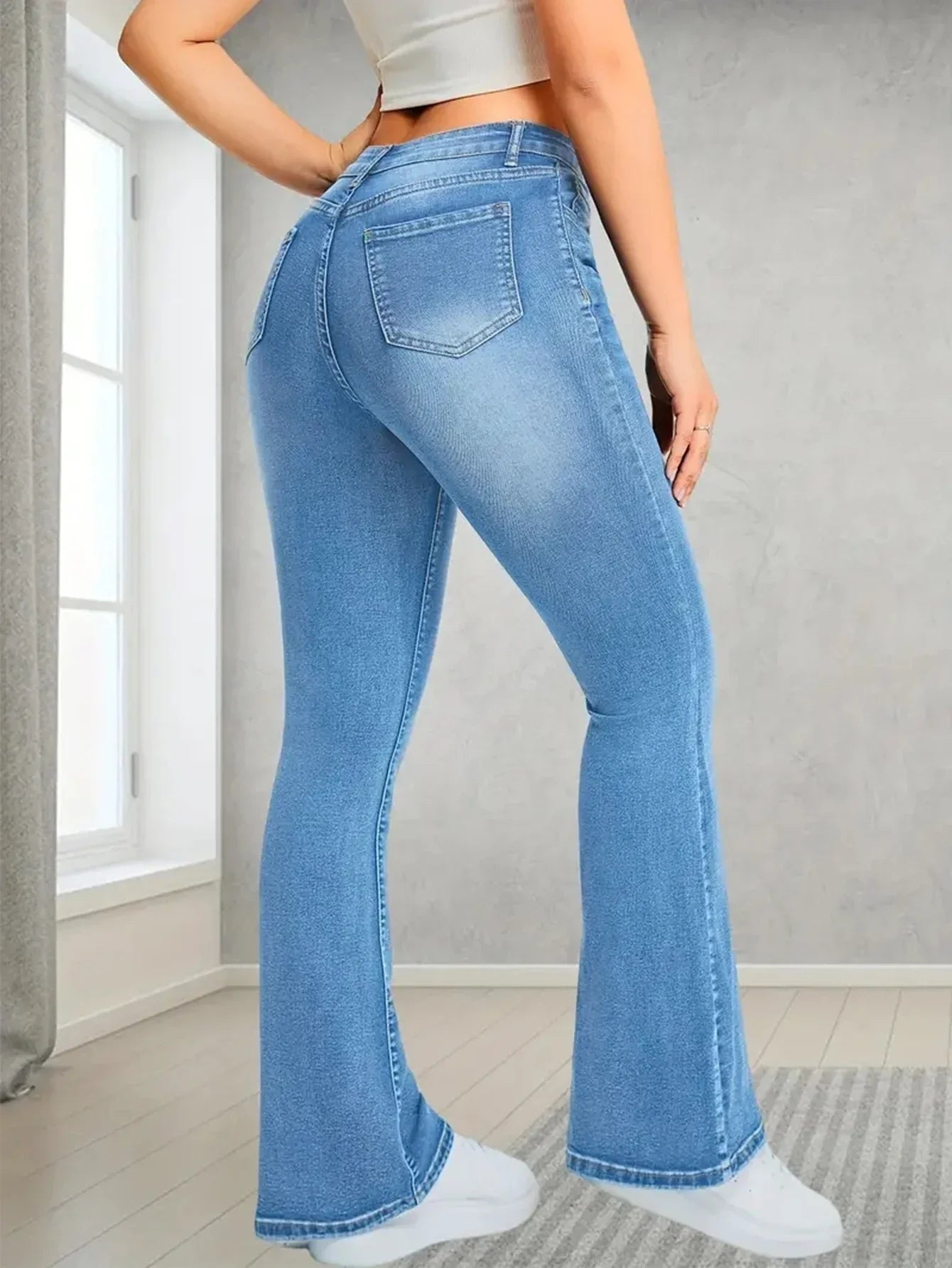 Casual High Waist Wide Leg Jeans Pants