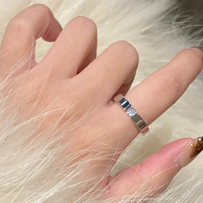 Stainless Steel Minimalist Silver Zircon Ring