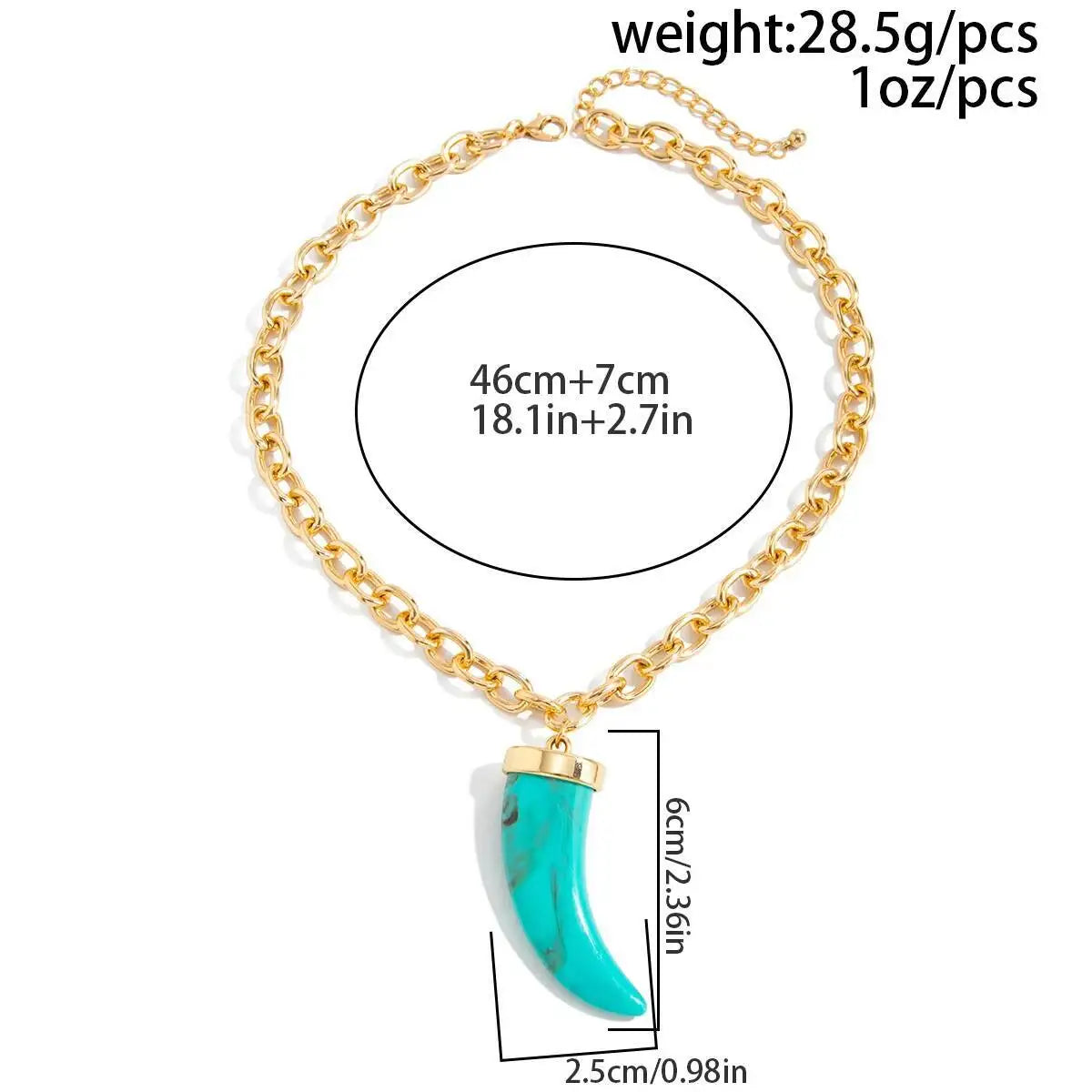 Salircon Imitation Of Cow Horns Acrylic Metal Necklace