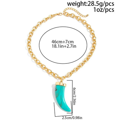 Salircon Imitation Of Cow Horns Acrylic Metal Necklace