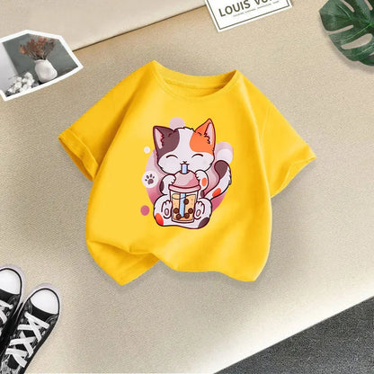 Cat Candy Funny Short Sleeve Baby Girl T-shirt