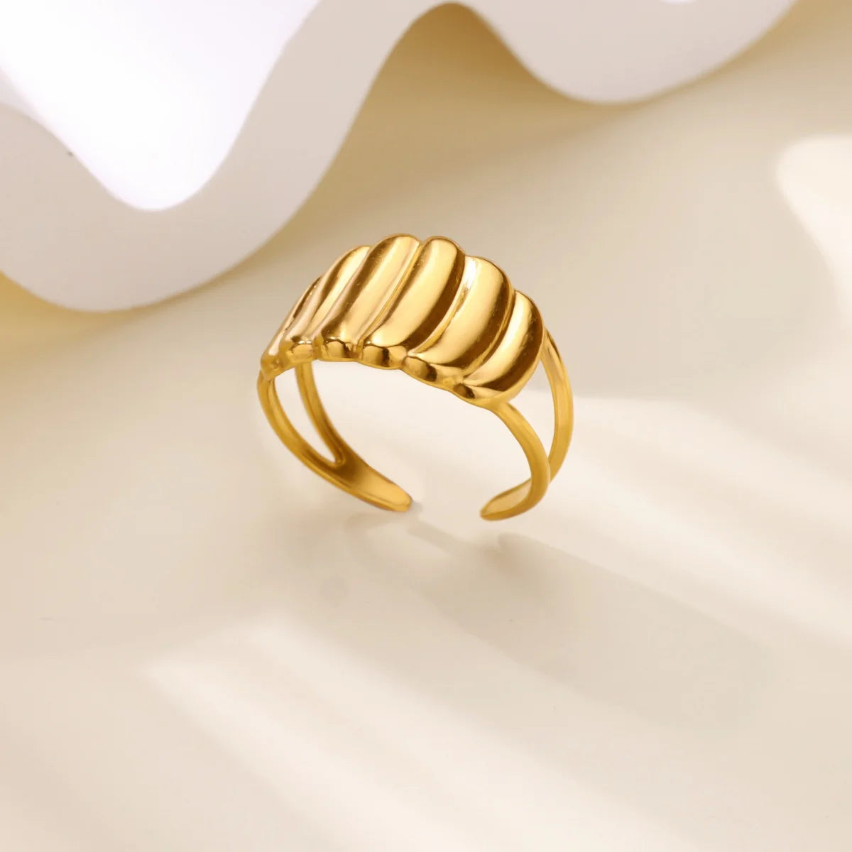 Gold Color Stainless Steel Delicate Flower Rings