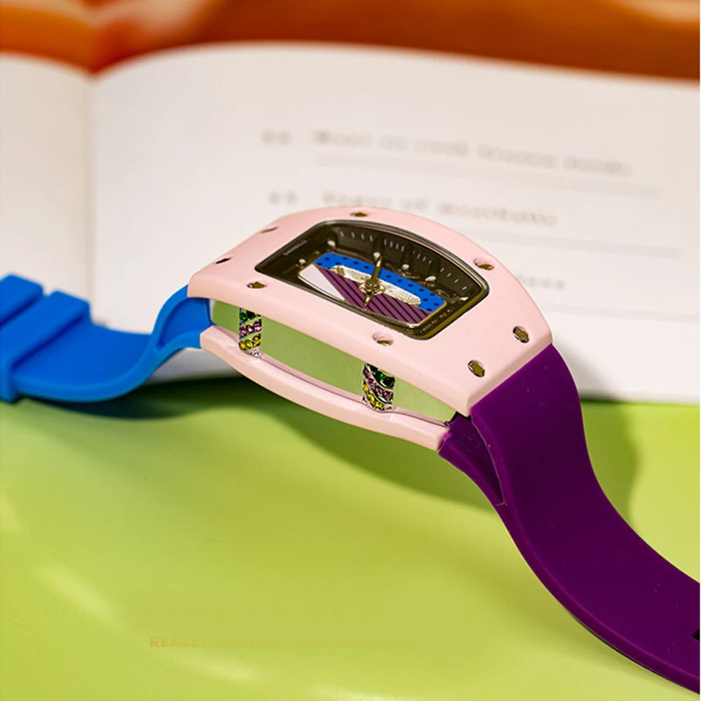Luxury Silicone Sports Quartz Diamond Wristwatch