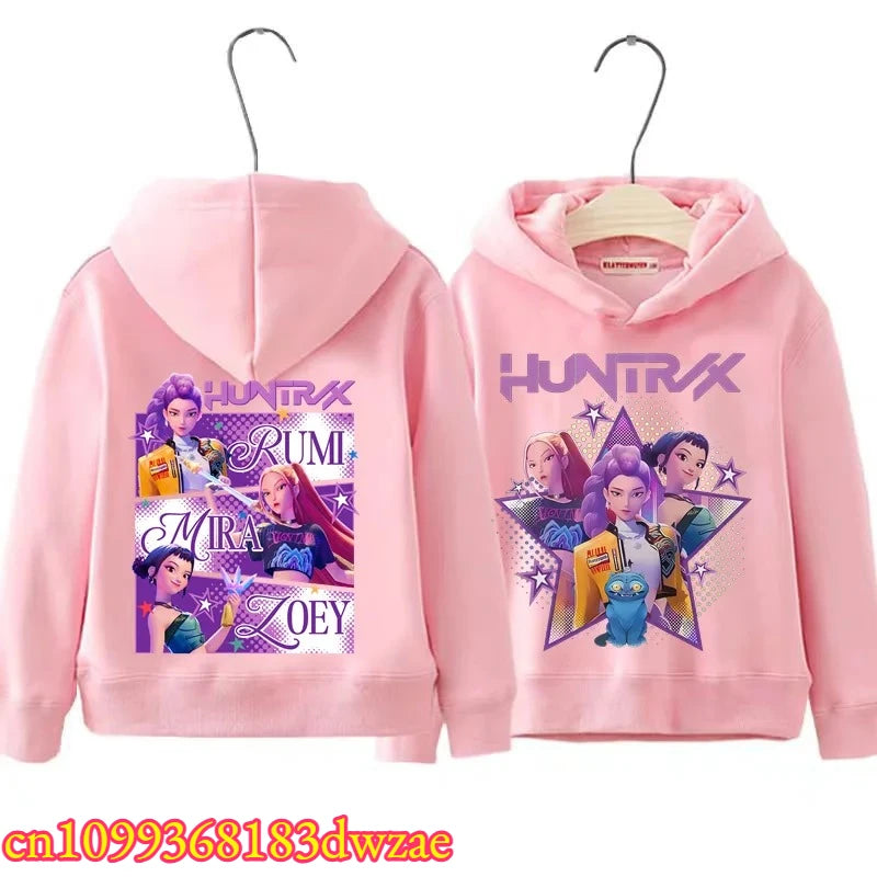 Rumi Mira Zoey Graphic Hoodie Front Back Hooded Casual Long Sleeve Pullovers