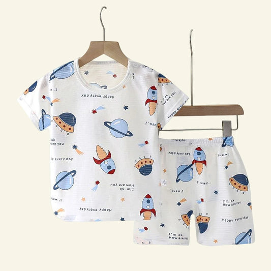 Cotton Cartoon Short Sleeve Pajama Set