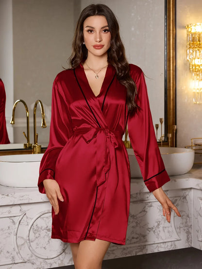 Elegant Romantic Short Soft Silk Robe
