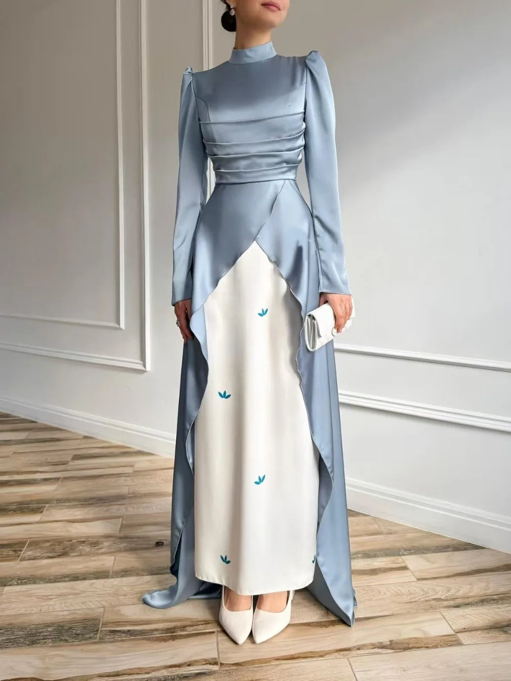 Muslim Satin Caftan Long Dress Abayas
