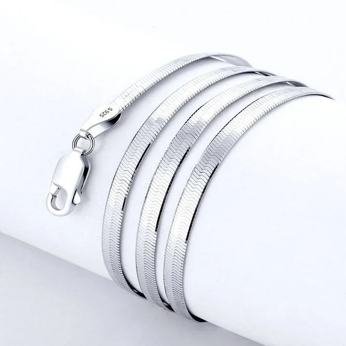 925 Sterling Silver 4MM Blade Chain Necklace Jewelry