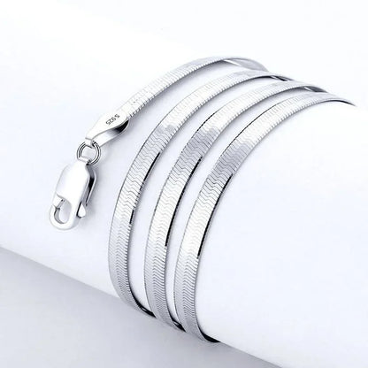 925 Sterling Silver 4MM Blade Chain Necklace Jewelry